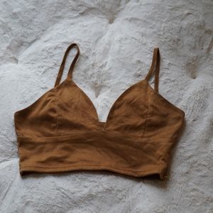 Brown suede crop top